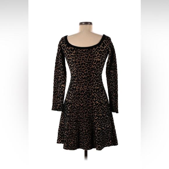 Ronny Kobo Rowan sweater dress leopard print long sleeved fit and flare, med - Picture 4 of 11